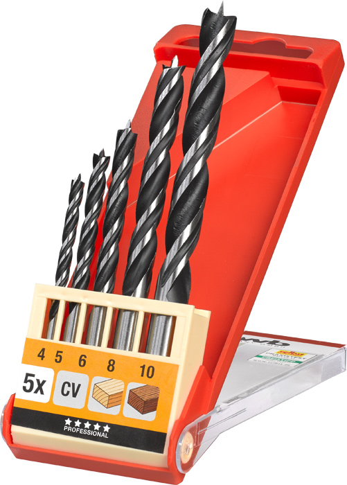 Set 5 mechas para madera doble espiral KWB