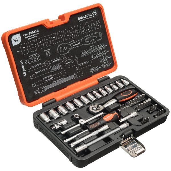 Set bocallaves profesionales 1/4" 46pzs Biassoni